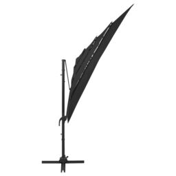 Berkfield Home 4-Tier Parasol with Aluminium Pole Black 250x250 cm - thumbnail 4