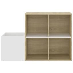 Berkfield Home Hall Shoe Cabinet White & Sonoma Oak 105x35.5x70 cm Engineered Wood in Beige - thumbnail 5