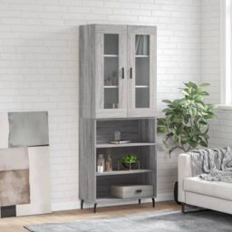 Berkfield Home Highboard Grey Sonoma 69.5x34x180 cm Engineered Wood - thumbnail 1
