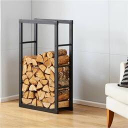 Nordara Firewood Rack 30x22x59cm Outdoor Metal in Black - Size: 30 x 22 x 59 cm - thumbnail 5