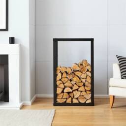 Nordara Firewood Rack 30x22x59cm Outdoor Metal in Black - Size: 30 x 22 x 59 cm - thumbnail 3