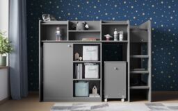 Flair Wizard Mid High Sleeper Workstation in Grey - Size: Single - thumbnail 3