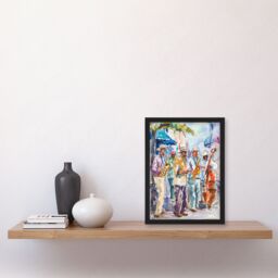 "Artery8 New Orleans Jazz Music Festival Street Musicians Framed Art Print - Size: W12"" x H16""" - thumbnail 4