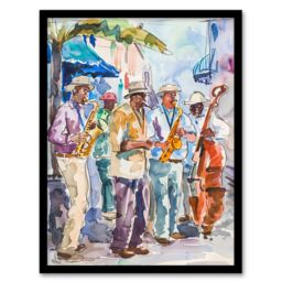 "Artery8 New Orleans Jazz Music Festival Street Musicians Framed Art Print - Size: W12"" x H16""" - thumbnail 1