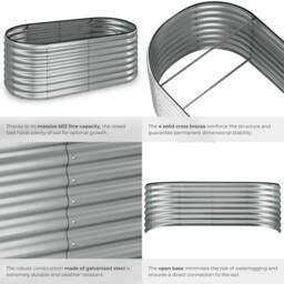 tectake Raised Bed Galvanized Steel 160 X 60 X 80 Cm in Silver - thumbnail 4