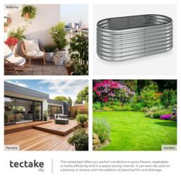 tectake Raised Bed Galvanized Steel 160 X 60 X 80 Cm in Silver - thumbnail 7