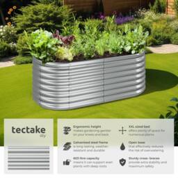tectake Raised Bed Galvanized Steel 160 X 60 X 80 Cm in Silver - thumbnail 2