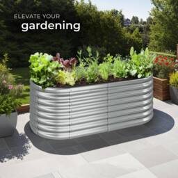 tectake Raised Bed Galvanized Steel 160 X 60 X 80 Cm in Silver - thumbnail 9