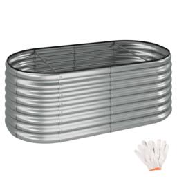 tectake Raised Bed Galvanized Steel 160 X 60 X 80 Cm in Silver - thumbnail 1
