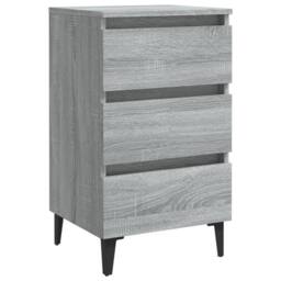 Berkfield Home Sturdy Bed Cabinet with Metal Legs Grey Sonoma 40x35x69 cm - Size: 40 x 35 x 69 cm - thumbnail 3