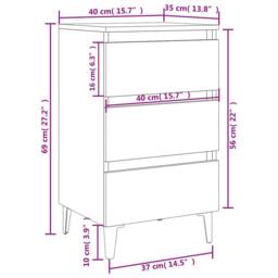 Berkfield Home Sturdy Bed Cabinet with Metal Legs Grey Sonoma 40x35x69 cm - Size: 40 x 35 x 69 cm - thumbnail 8