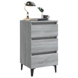 Berkfield Home Sturdy Bed Cabinet with Metal Legs Grey Sonoma 40x35x69 cm - Size: 40 x 35 x 69 cm - thumbnail 7