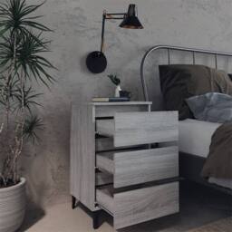 Berkfield Home Sturdy Bed Cabinet with Metal Legs Grey Sonoma 40x35x69 cm - Size: 40 x 35 x 69 cm - thumbnail 6