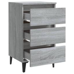 Berkfield Home Sturdy Bed Cabinet with Metal Legs Grey Sonoma 40x35x69 cm - Size: 40 x 35 x 69 cm - thumbnail 5