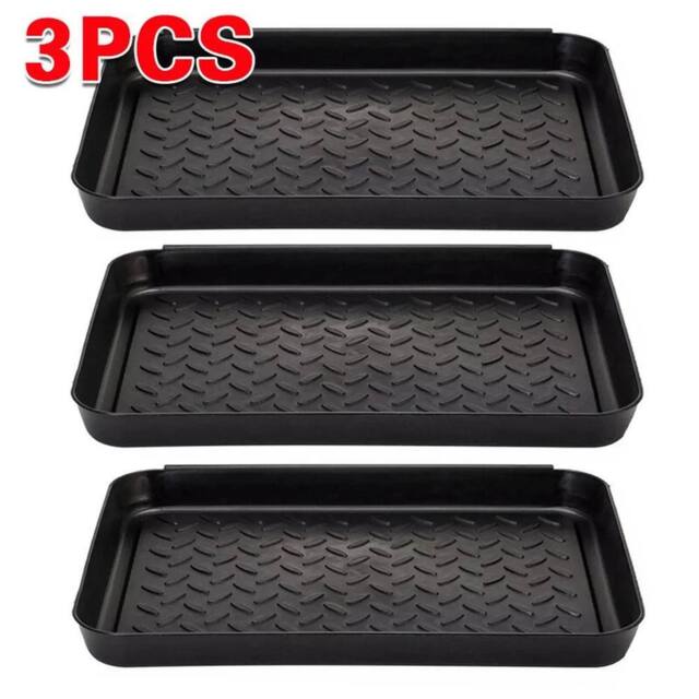 SPETLEK 3 Multi Purpose Plastic Shoe Tray Wellies Boots in Black - Size: Large - image 1