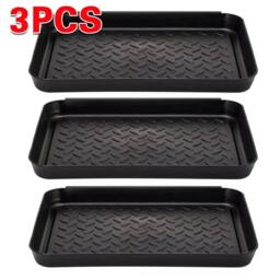 SPETLEK 3 Multi Purpose Plastic Shoe Tray Wellies Boots in Black - Size: Large