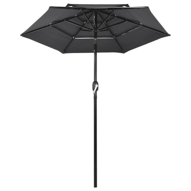 Berkfield Home 3-Tier Parasol with Aluminium Pole Anthracite 2 m in Black - image 1