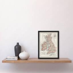 "Artery8 1900 British Isles Map Rand Mcnally Vintage Framed Wall Art Print in White - Size: W12"" x H16""" - thumbnail 4
