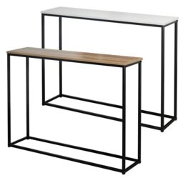 EONLION Wooden Console Table, Free-Standing Hallway Shelf with Metal Legs in Brown - thumbnail 2