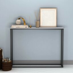 EONLION Wooden Console Table, Free-Standing Hallway Shelf with Metal Legs in Brown - thumbnail 7