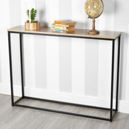 EONLION Wooden Console Table, Free-Standing Hallway Shelf with Metal Legs in Brown - thumbnail 8
