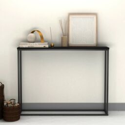 EONLION Wooden Console Table, Free-Standing Hallway Shelf with Metal Legs in Brown - thumbnail 9