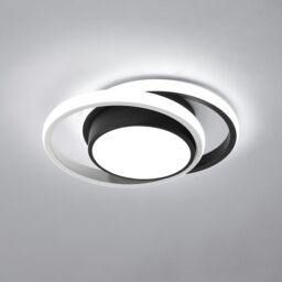 Pheashine Modern Round Ceiling Light, 36W, Black+White, 3000K/6500K, 27cm, Indoor in Black - thumbnail 1