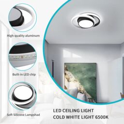 Pheashine Modern Round Ceiling Light, 36W, Black+White, 3000K/6500K, 27cm, Indoor in Black - thumbnail 4