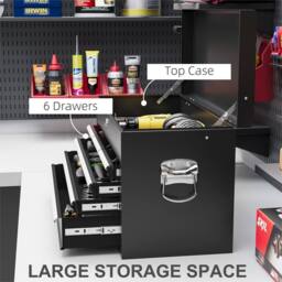 Kelvenix Black-6 Drawer Tool Chest, Lockable Metal Tool Box in Black - Size: 500mm - thumbnail 3