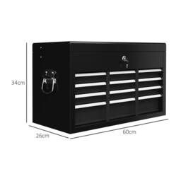 Kelvenix Black-6 Drawer Tool Chest, Lockable Metal Tool Box in Black - Size: 500mm - thumbnail 2