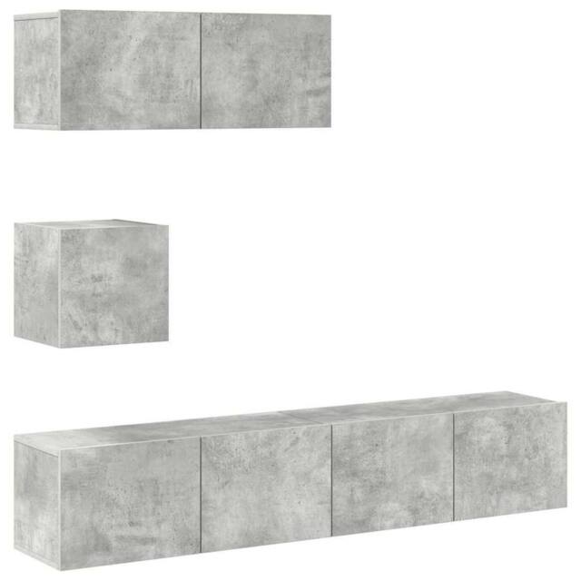 Berkfield Home 4 Piece TV Cabinet Set Concrete Grey Engineered Wood - image 1