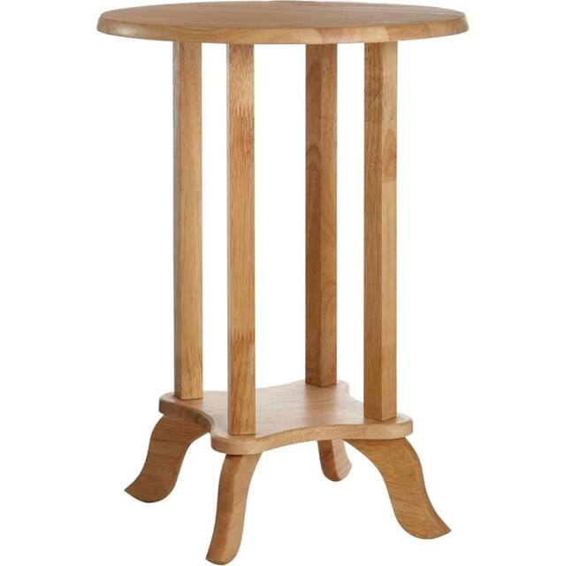 FORGEVIO Small Round Wooden Side Table Telephone Plant Stand Shelf in Natural - image 1