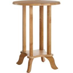 FORGEVIO Small Round Wooden Side Table Telephone Plant Stand Shelf in Natural - thumbnail 3