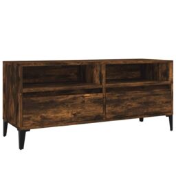 Berkfield Home TV Cabinet Smoked Oak 100x34.5x44.5 cm Engineered Wood in Brown - thumbnail 2