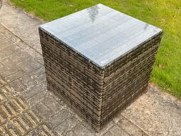 Fimous 7 PCS Outdoor Lounge Sofa Set Wicker PE Rattan Garden Furniture Set with Square Coffee Table Double Seat Sofa in Dark Grey - thumbnail 5