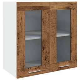 Berkfield Home Kitchen Wall Cabinet with Glass Door Old Wood 60x31x60 cm in Brown - Size: 60 x 31 x 60 cm - thumbnail 2