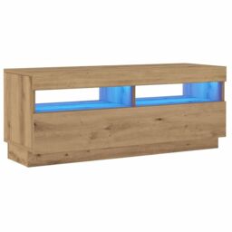 Berkfield Home TV Cabinet with LED Lights Artisian Oak 100x35x40 cm Engineered Wood - Size: 100 x 35 x 40 cm - thumbnail 3