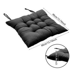 NESTLUNE 4 Pack Tie-On Seat Cushions for Indoor Outdoor Dining Garden in Black - Size: 100 cm x 190 cm - thumbnail 2