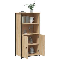Berkfield Home Highboard Sonoma Oak 62x36x121.5 cm Engineered Wood in Light Brown - thumbnail 4