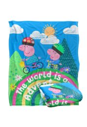Hasbro Peppa Pig Blanket 152x127cm World is an Adventure Peppa & George in White - Size: 152x127 cm - thumbnail 2