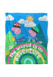 Hasbro Peppa Pig Blanket 152x127cm World is an Adventure Peppa & George in White - Size: 152x127 cm - thumbnail 1