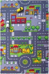 Kukoon Childrens Toy Car Roads Soft Play Mat 80cm x 120cm in Grey - Size: 80 cm x 120 cm - thumbnail 1