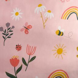 OHS Floral Duvet Cover Bedding Set Pillowcases Rainbow Revesible Quilt in Pink - Size: Double - thumbnail 5