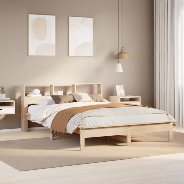Berkfield Home Bookcase Bed without Mattress 120x200 cm Solid Wood Pine in Brown - Size: Small Double - image 1