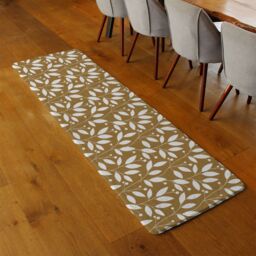 Benjamin Tate Design White Leaves Runner Rug in Natural - Size: 67 cm x 230 cm - thumbnail 2