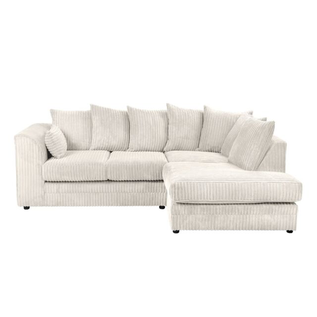 LUXURY LIFE Dylan Jumbo Cord Fabric Right Hand Facing Corner Sofa in White - image 1