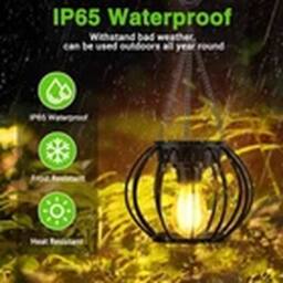 EONLION 2Pcs Outdoor Solar Lanterns Waterproof Hanging Solar Lights in Black - thumbnail 2