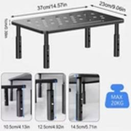 EONLION 3 Height Adjustable Ergonomic Metal Monitor Stand Riser in Black - thumbnail 2