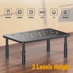 EONLION 3 Height Adjustable Ergonomic Metal Monitor Stand Riser in Black - thumbnail 3