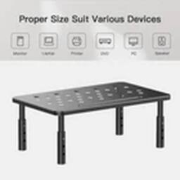 EONLION 3 Height Adjustable Ergonomic Metal Monitor Stand Riser in Black - thumbnail 4